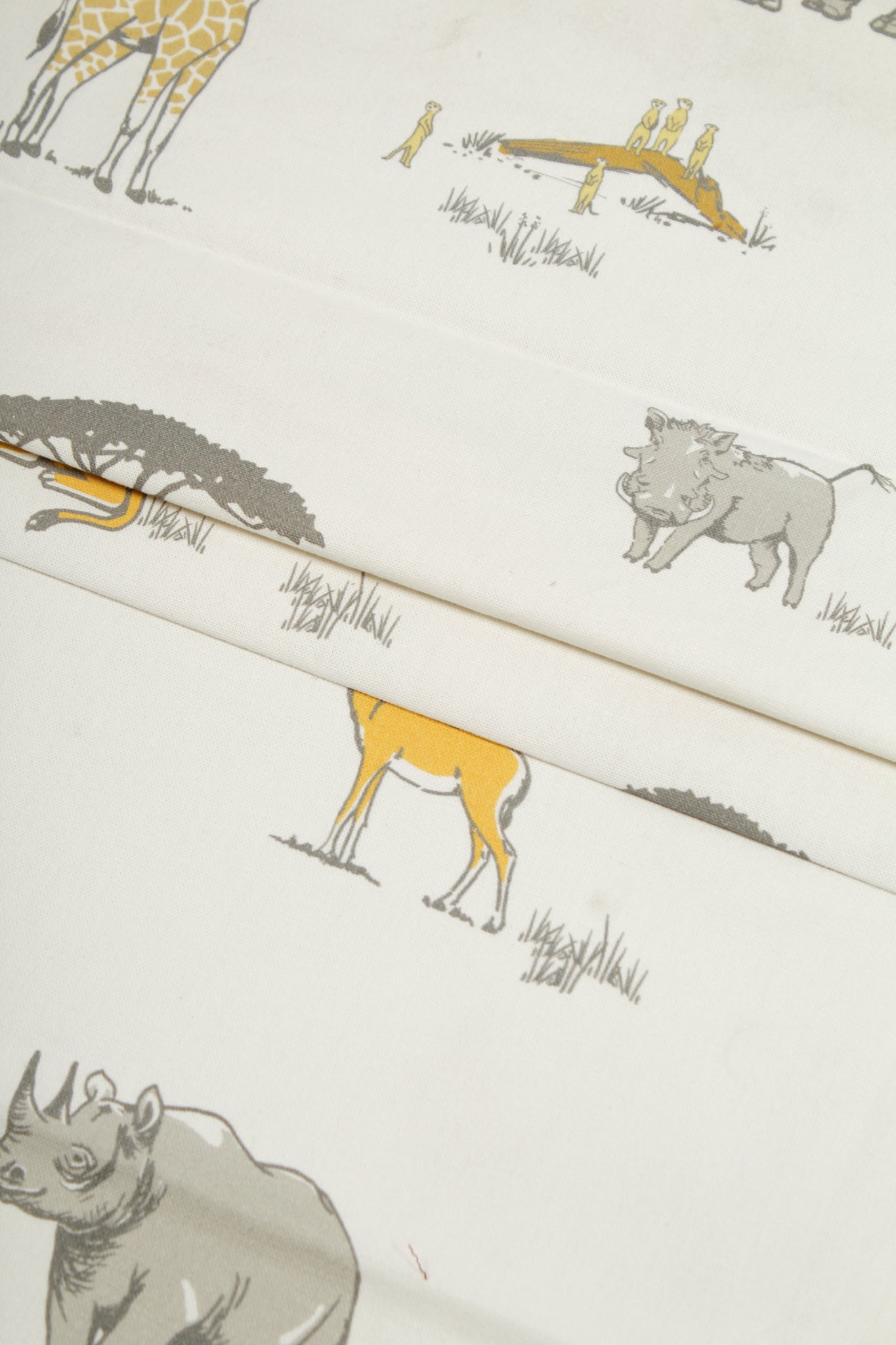 White Printed Cotton - Kiddies: Safari
