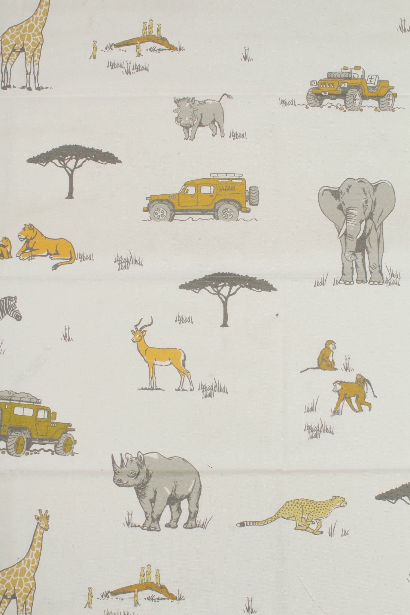 White Printed Cotton - Kiddies: Safari