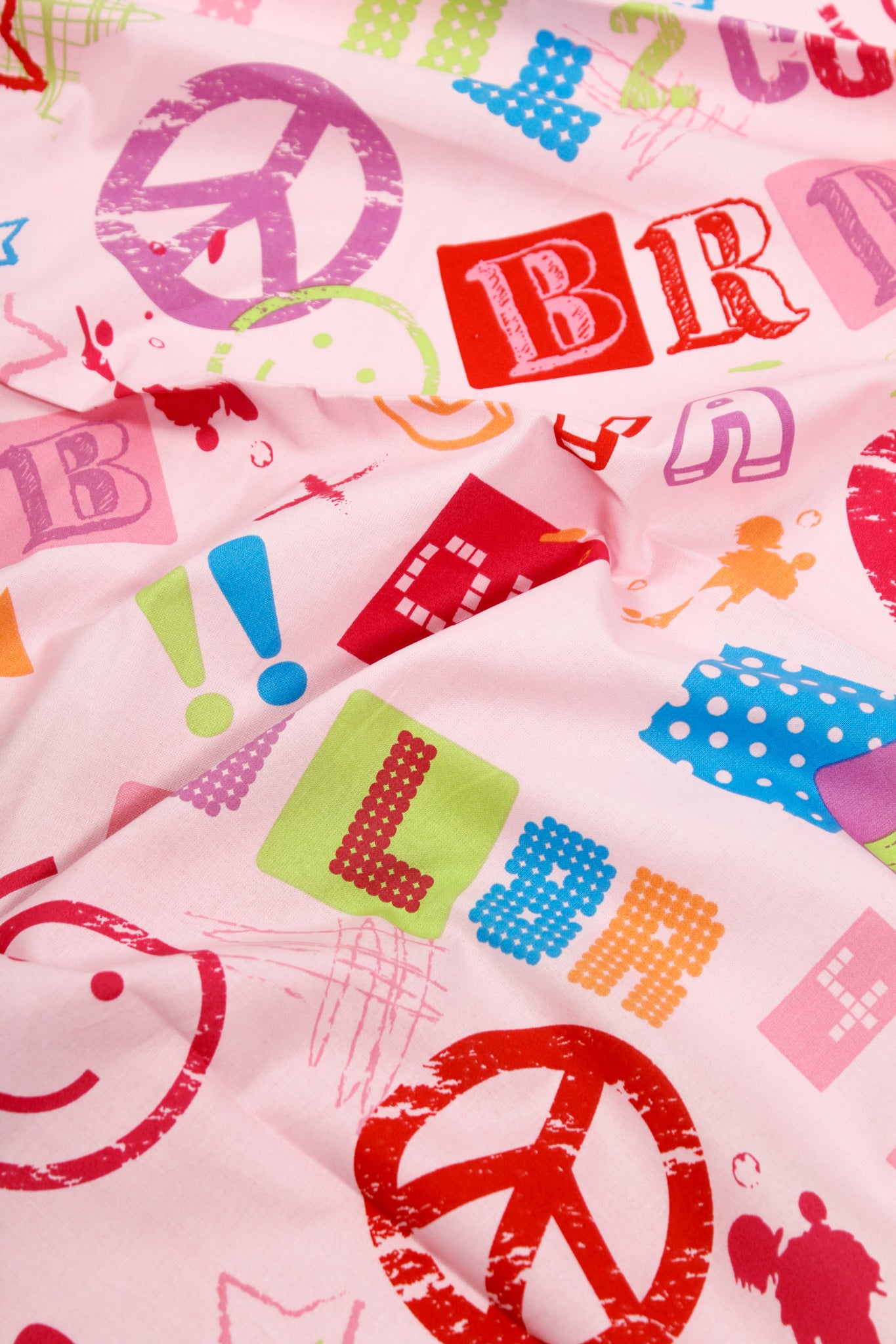 Pink Printed Cotton - Kiddies: Alphabet Queen