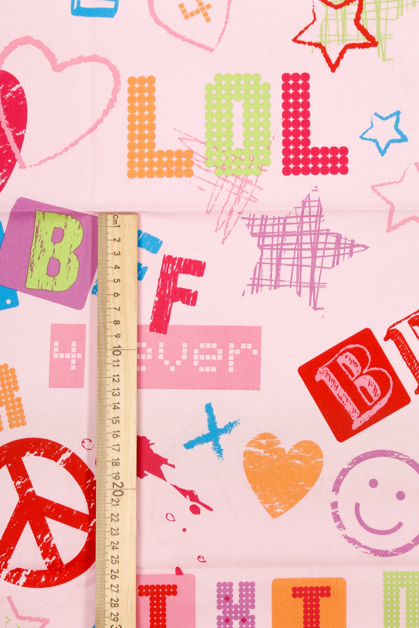Pink Printed Cotton - Kiddies: Alphabet Queen
