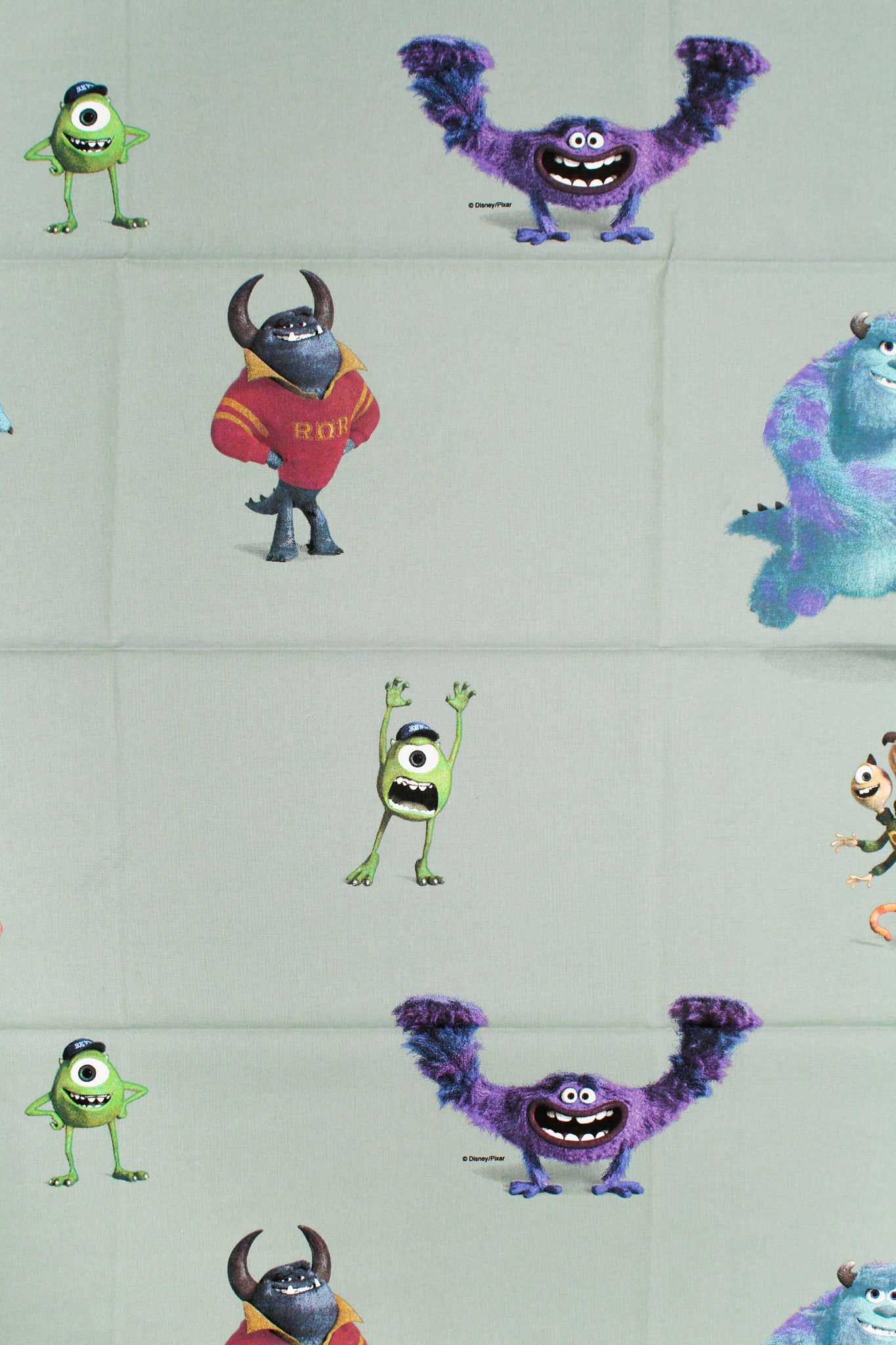 Green Printed Cotton - Kiddies: Monsters