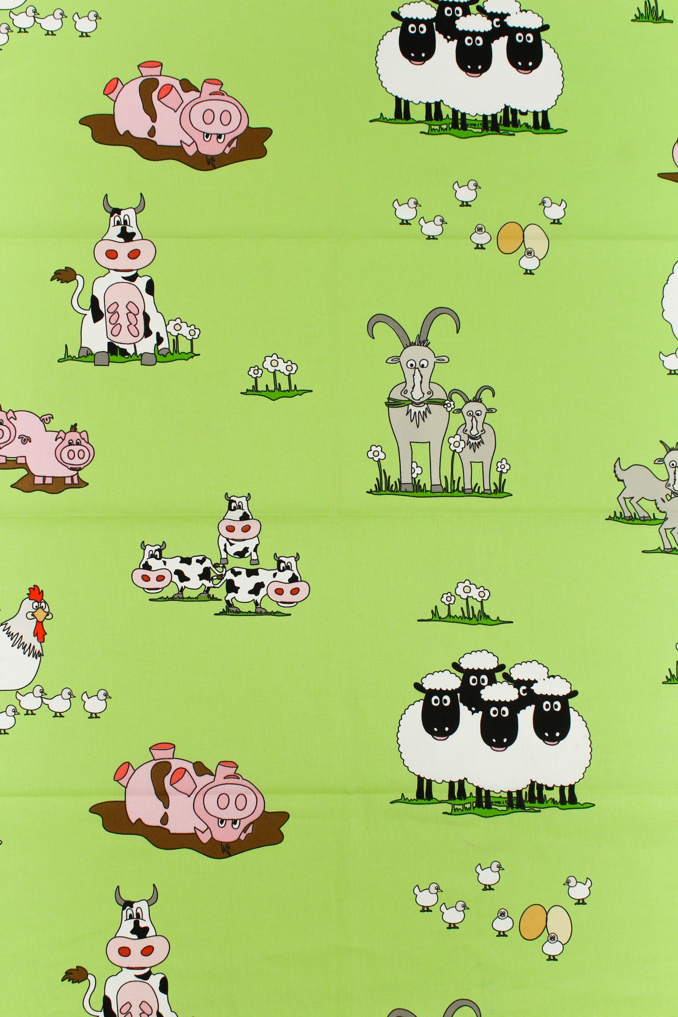 Green Printed Cotton - Kiddies: Meadow