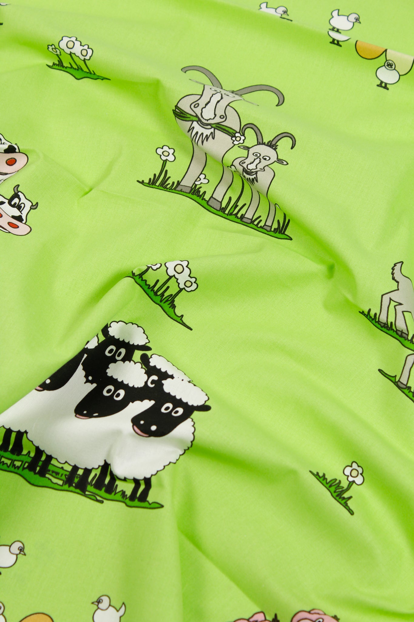 Green Printed Cotton - Kiddies: Meadow